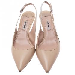 مملوكة مسبقًا Miu Miu Two Tone Leather Slingback Sandals Size 36.5