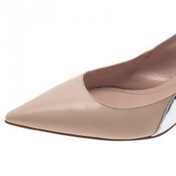 مملوكة مسبقًا Miu Miu Two Tone Leather Slingback Sandals Size 36.5