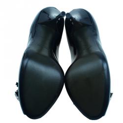 مملوكة مسبقًا حذاء كعب عالي ميو ميو هاوليت ستون مرصع بفتحة أصبع جلد لام ع أسود مقاس 36.5