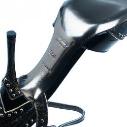 مملوكة مسبقًا Miu Miu Black Patent Studded Ankle Strap Sandals Size 36.5