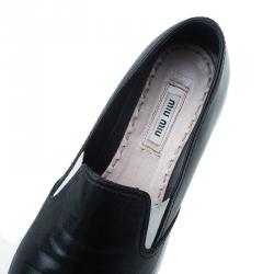 مملوكة مسبقًا Miu Miu Black Embellished Leather Pointed Toe Slip On Sneakers Size 38.5