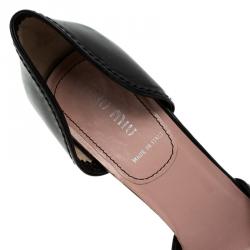 Miu Miu Black Leather Bow Detail D'Orsay Pointed Pumps Size 40