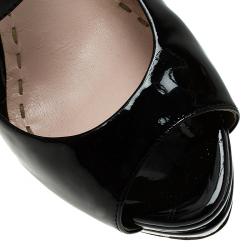 Miu Miu Black Patent Peep Toe Back Zip Platform Pumps Size 39