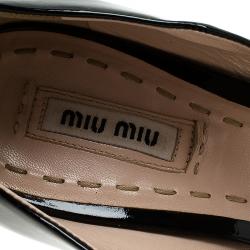Miu Miu Black Patent Peep Toe Back Zip Platform Pumps Size 39