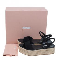 Pre Owned Miu Miu Black Suede Espadrille Platform Sandals Size 39