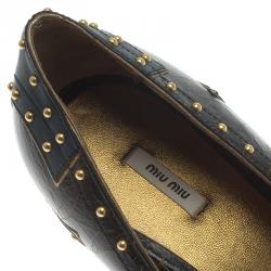 Pre Owned Miu Miu Two Tone Studded Leather Pumps Size 39