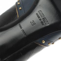 Pre Owned Miu Miu Two Tone Studded Leather Pumps Size 39