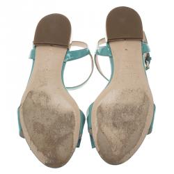 مملوكة مسبقًا  صندل ميو ميو بفيونكة أخضر لامع مقاس 35.5