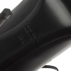 Miu Miu Black Leather Lace Up Open Toe Ankle Boots Size 39.5