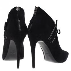 Pre Owned Miu Miu Black Suede Pointed Ankle Boots Size 39