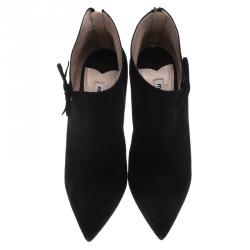Pre Owned Miu Miu Black Suede Pointed Ankle Boots Size 39