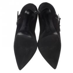 Pre Owned Miu Miu Black Suede Pointed Ankle Boots Size 39