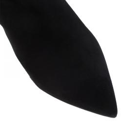 Pre Owned Miu Miu Black Suede Pointed Ankle Boots Size 39