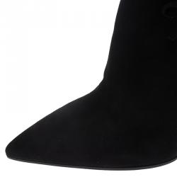 Pre Owned Miu Miu Black Suede Pointed Ankle Boots Size 39