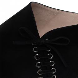 Pre Owned Miu Miu Black Suede Pointed Ankle Boots Size 39