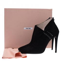 Pre Owned Miu Miu Black Suede Pointed Ankle Boots Size 39