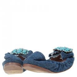 miu miu denim flats