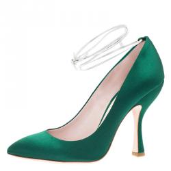 Miu Miu Green Satin Tie Around Pumps Size 39.5