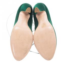 Miu Miu Green Satin Tie Around Pumps Size 39.5