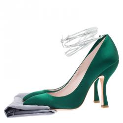 Miu Miu Green Satin Tie Around Pumps Size 39.5