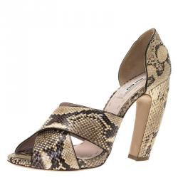 Miu Miu Beige Python Criss Cross D'orsay Pumps Size 39