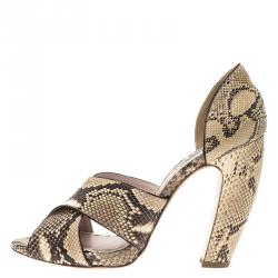 Miu Miu Beige Python Criss Cross D'orsay Pumps Size 39