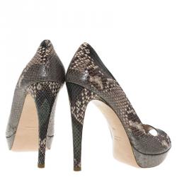 Pre Owned Miu Miu Grey Python Open Toe Platform Pumps Size 40