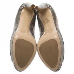 Pre Owned Miu Miu Grey Python Open Toe Platform Pumps Size 40