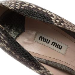 Pre Owned Miu Miu Grey Python Open Toe Platform Pumps Size 40