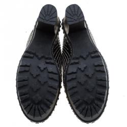 Pre Owned Miu Miu Black Patent Studded Leather Platform Clogs Size 39