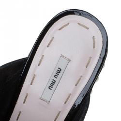 Pre Owned Miu Miu Black Patent Studded Leather Platform Clogs Size 39