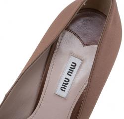 Pre Owned Miu Miu Bronze Satin Jewel Embellished Pointed Toe Pumps Size 40