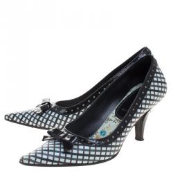 Pre Owned Miu Miu Multicolor Printed Leather Bow Detail Pointed Toe Pumps Size 37