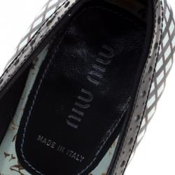 Pre Owned Miu Miu Multicolor Printed Leather Bow Detail Pointed Toe Pumps Size 37