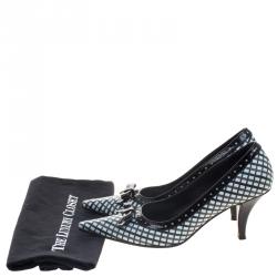 Pre Owned Miu Miu Multicolor Printed Leather Bow Detail Pointed Toe Pumps Size 37