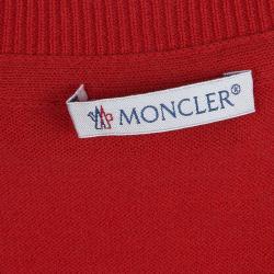 Moncler Red Knit  Floral Applique Sleeve Detail Top M