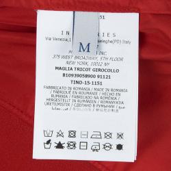 Moncler Red Knit  Floral Applique Sleeve Detail Top M