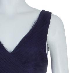 Pre Owned فستان سهرة أم إل مونيك لولييه تول بنفسجي بالترتر بلا أكمام M