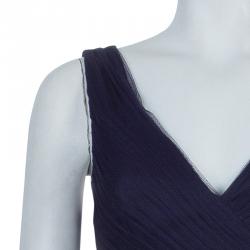 Pre Owned فستان سهرة أم إل مونيك لولييه تول بنفسجي بالترتر بلا أكمام M