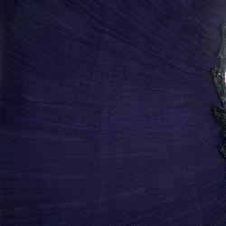 Pre Owned فستان سهرة أم إل مونيك لولييه تول بنفسجي بالترتر بلا أكمام M