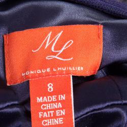 Pre Owned فستان سهرة أم إل مونيك لولييه تول بنفسجي بالترتر بلا أكمام M