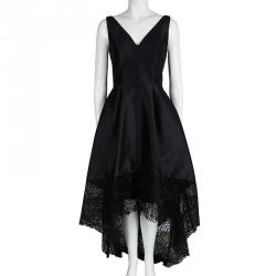 ML By Monique Lhuillier Black Lace Detail High Low Gown S