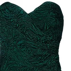 Monique Lhuillier Green Tufted-skirt Strapless Gown M