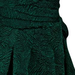 Monique Lhuillier Green Tufted-skirt Strapless Gown M