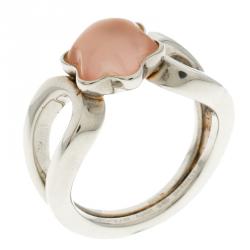 Pre Owned Montblanc Cabochon de Montblanc Rose Quartz Silver Ring
