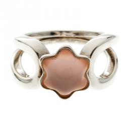 Pre Owned Montblanc Cabochon de Montblanc Rose Quartz Silver Ring