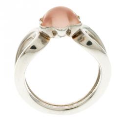 Pre Owned Montblanc Cabochon de Montblanc Rose Quartz Silver Ring