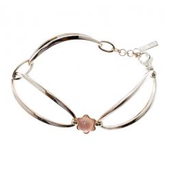 Pre Owned Montblanc Cabochon de Montblanc Collection Rose Quartz Star Link Silver Bracelet