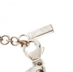 Pre Owned Montblanc Cabochon de Montblanc Collection Rose Quartz Star Link Silver Bracelet