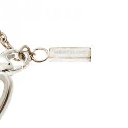 Pre Owned Montblanc Cabochon de Montblanc Collection Rose Quartz Star Link Silver Bracelet